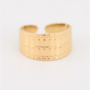 ANILLO MUJER ACERO DORADO GRUESO AJUSTABLE