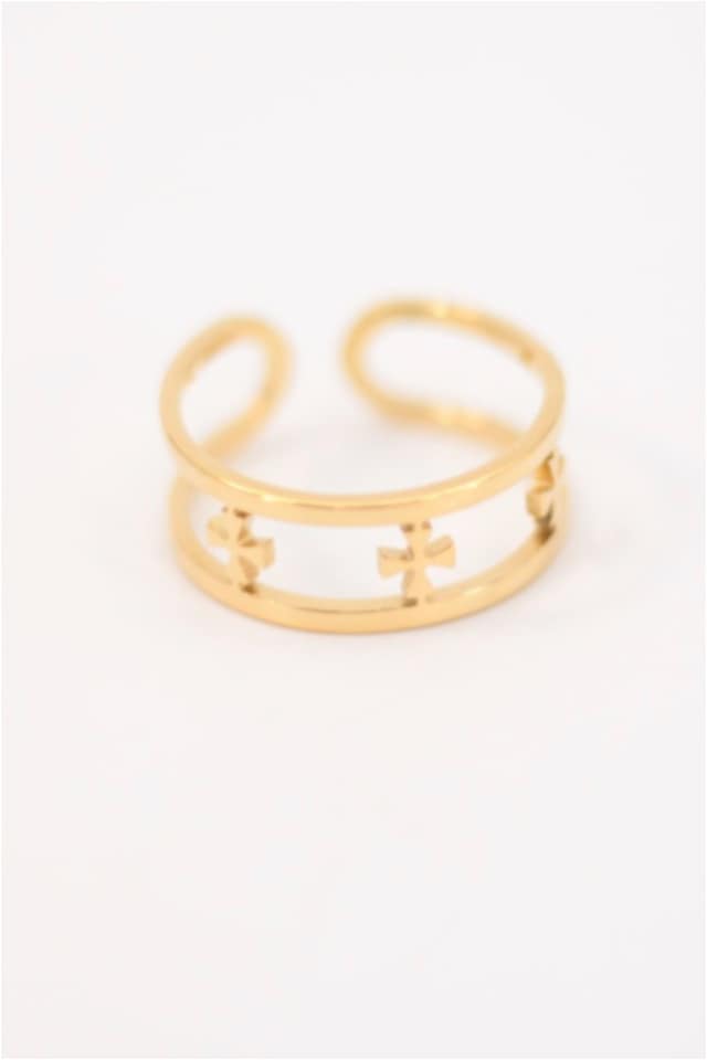 ANILLO MUJER ACERO DORADO CRUCES - Imagen 3