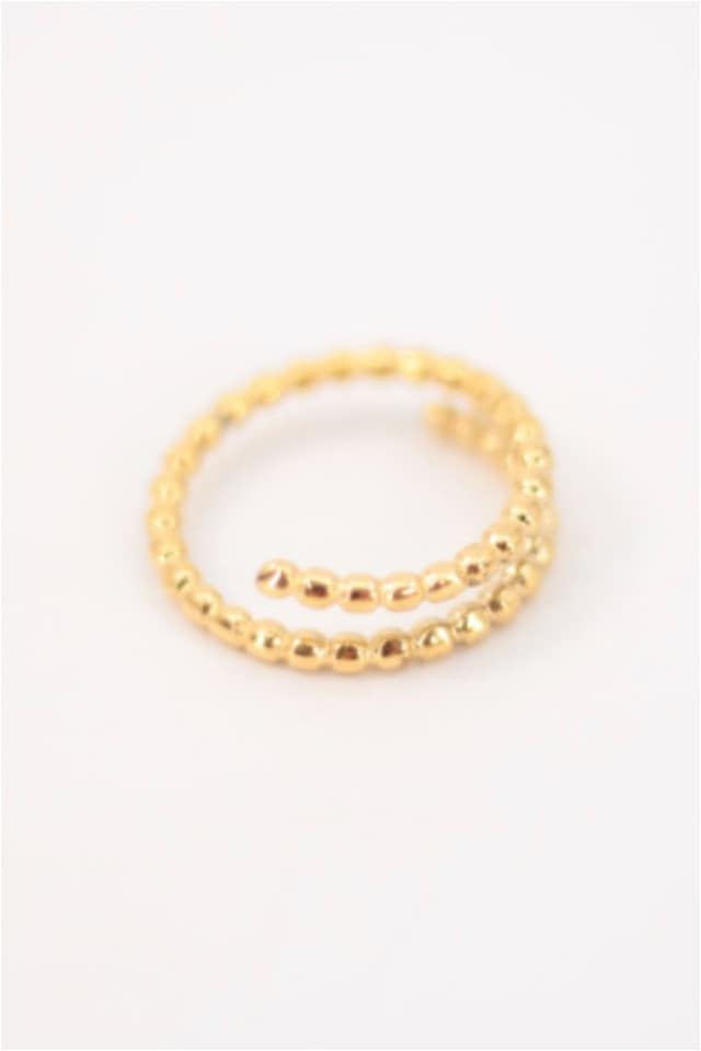 ANILLO MUJER ACERO DORADO DOBLE BOLITAS - Imagen 3