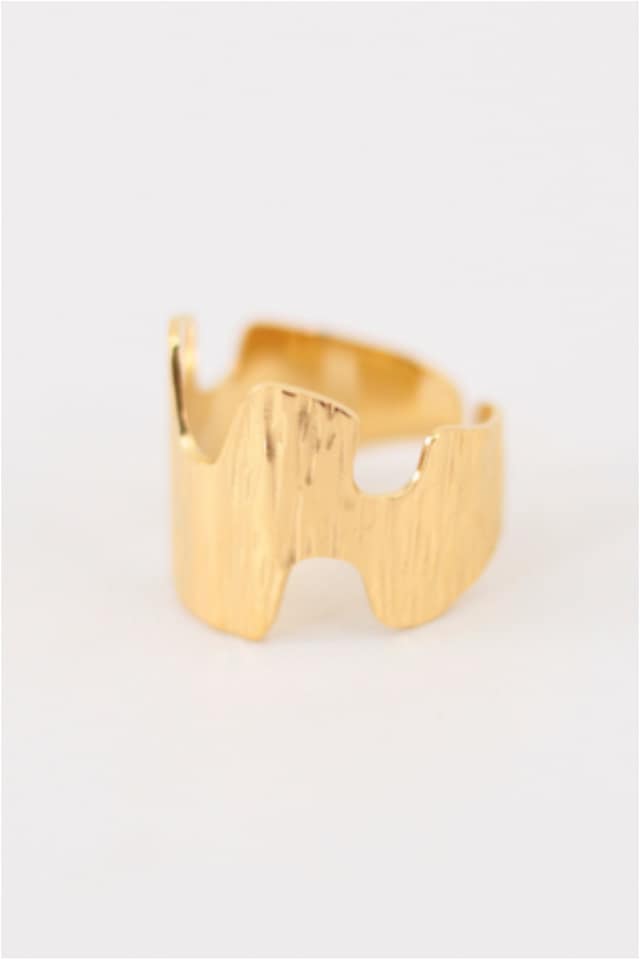 ANILLO MUJER ACERO DORADO ABSTRACTO AJUSTABLE - Imagen 3