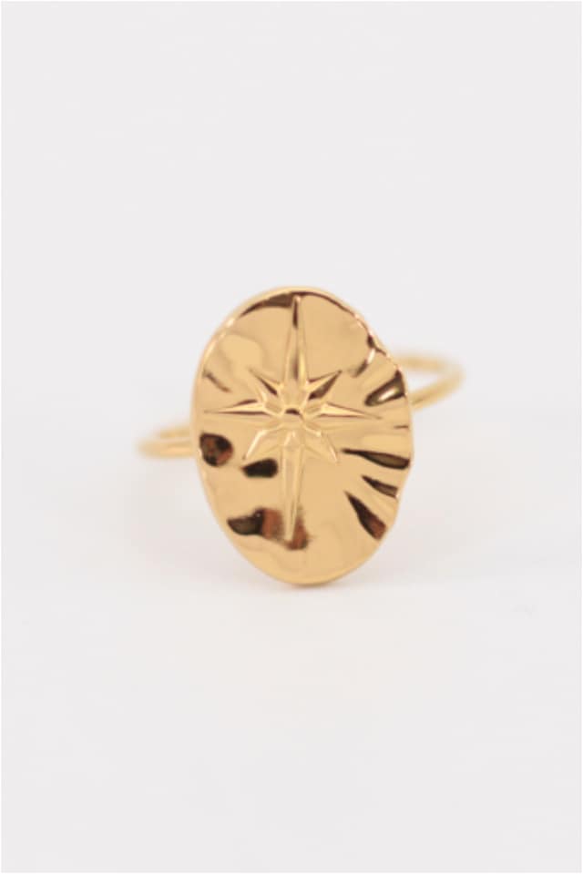 ANILLO MUJER ACERO DORADO CHAPA ESTRELLA AJUSTABLE - Imagen 2
