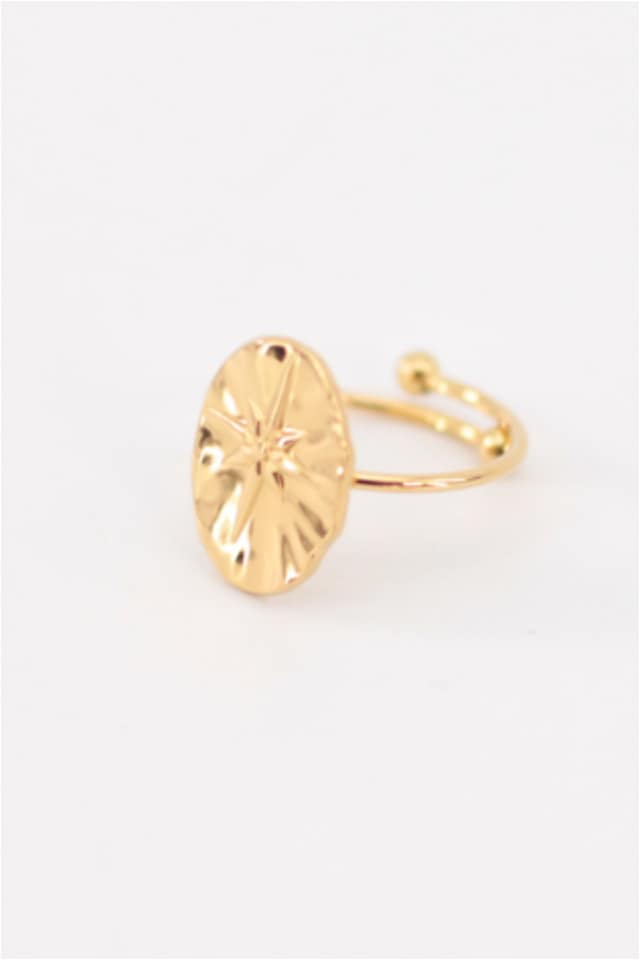 ANILLO MUJER ACERO DORADO CHAPA ESTRELLA AJUSTABLE - Imagen 3