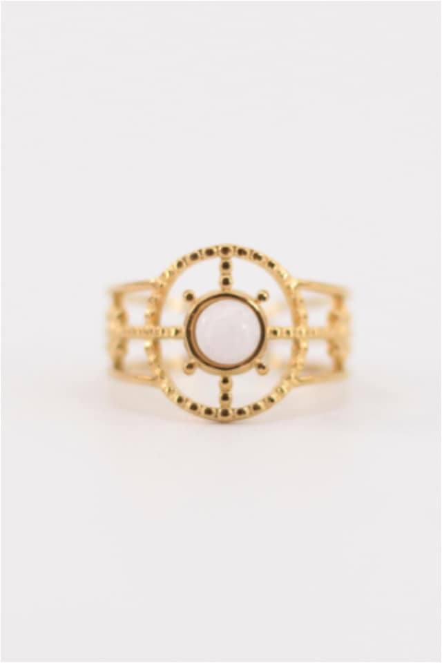 ANILLO MUJER ACERO DORADO PIEDRA BLANCA AJUSTABLE - Imagen 3