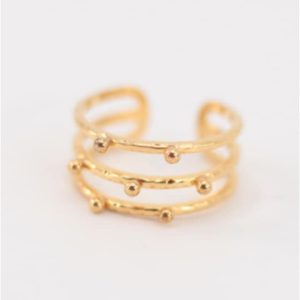 ANILLO MUJER ACERO DORADO BOLITAS