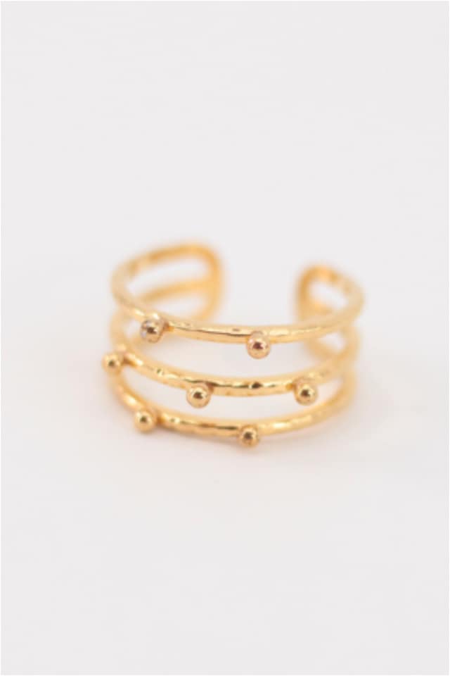 ANILLO MUJER ACERO DORADO BOLITAS - Imagen 2