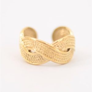 ANILLO MUJER ACERO DORADO TRENZA INFINITO GRUESO