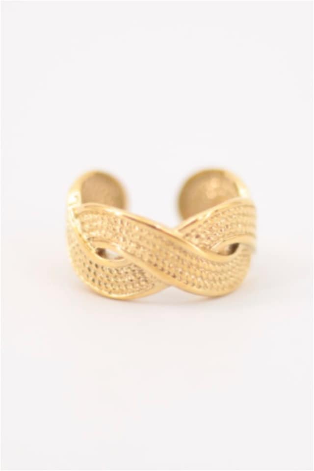 ANILLO MUJER ACERO DORADO TRENZA INFINITO GRUESO - Imagen 2