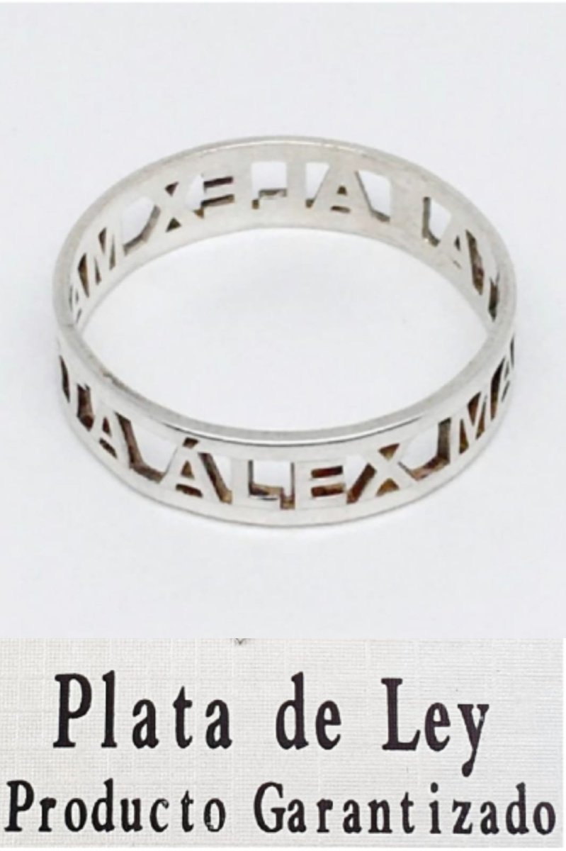 Anillo nombres troquelados de plata de ley - Imagen 5
