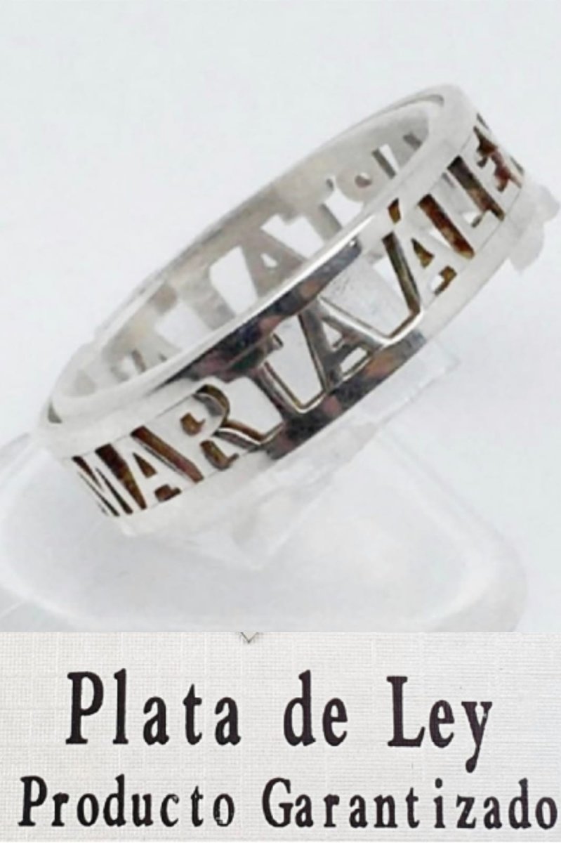 Anillo nombres troquelados de plata de ley - Imagen 3