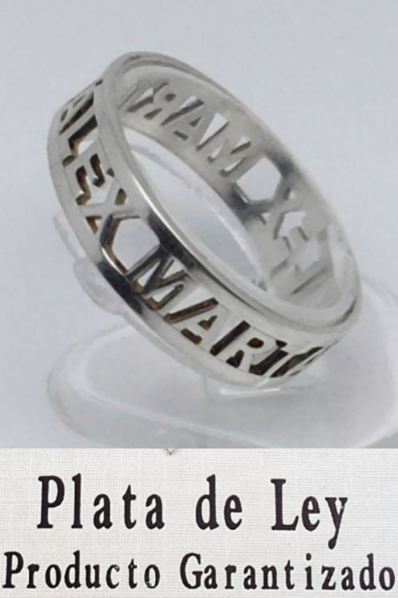 Anillo nombres troquelados de plata de ley - Imagen 4