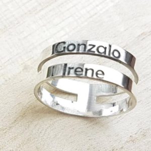 ANILLO PLATA DOS NOMBRES PERSONALIZADO
