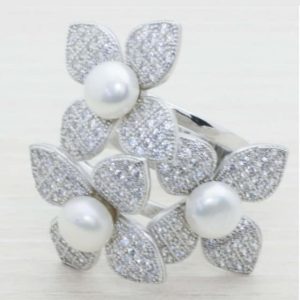 ANILLO TRES FLORES PLATA