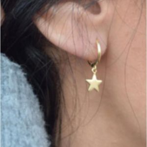 PENDIENTES MUJER ACERO DORADO ARO CON ESTRELLA