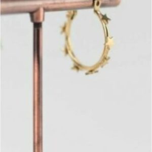 Pendientes mujer acero dorado aros estrellas