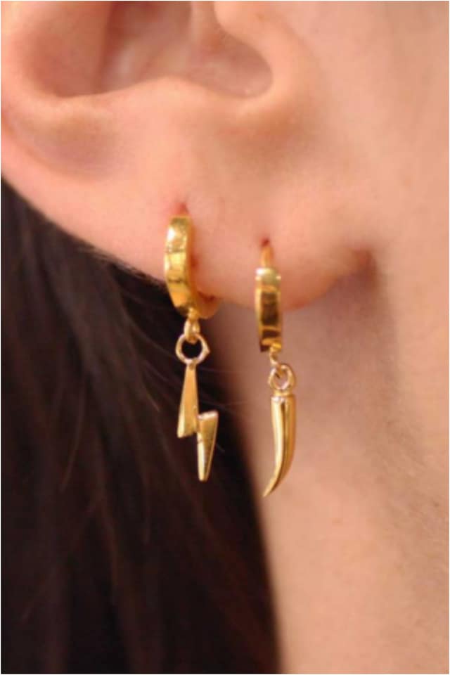 PENDIENTES MUJER ACERO DORADO RAYO