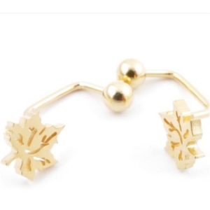 PENDIENTES MUJER BARRA HOJA ACERO DORADO