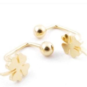 Pendientes mujer acero dorado barra trébol
