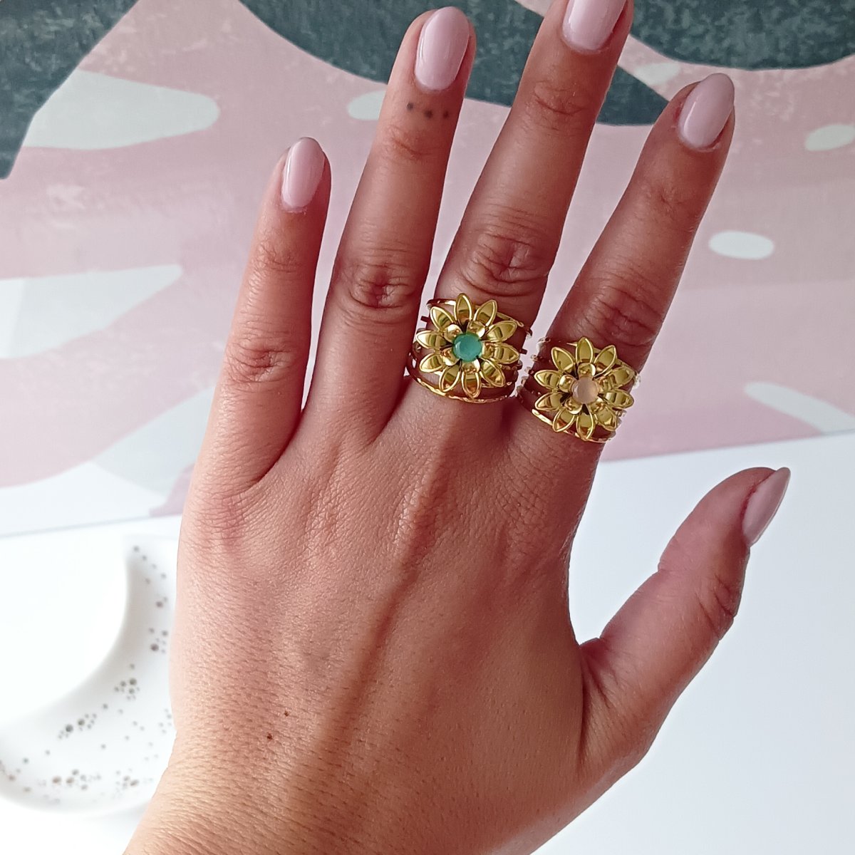 Anillo ERIKA Dorado / Azul - Imagen 3