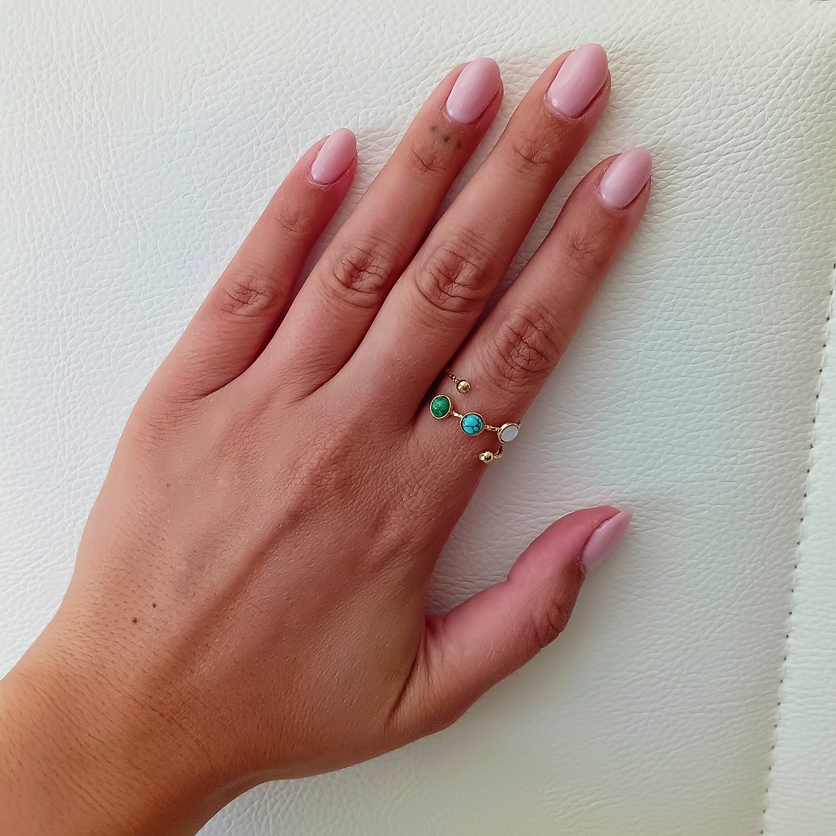 Anillo AYLEN Dorado / Turquesa - Imagen 3