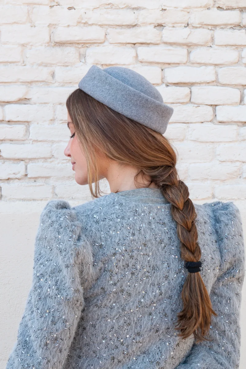 Tocado Casquete Jackie mini gris - Imagen 4