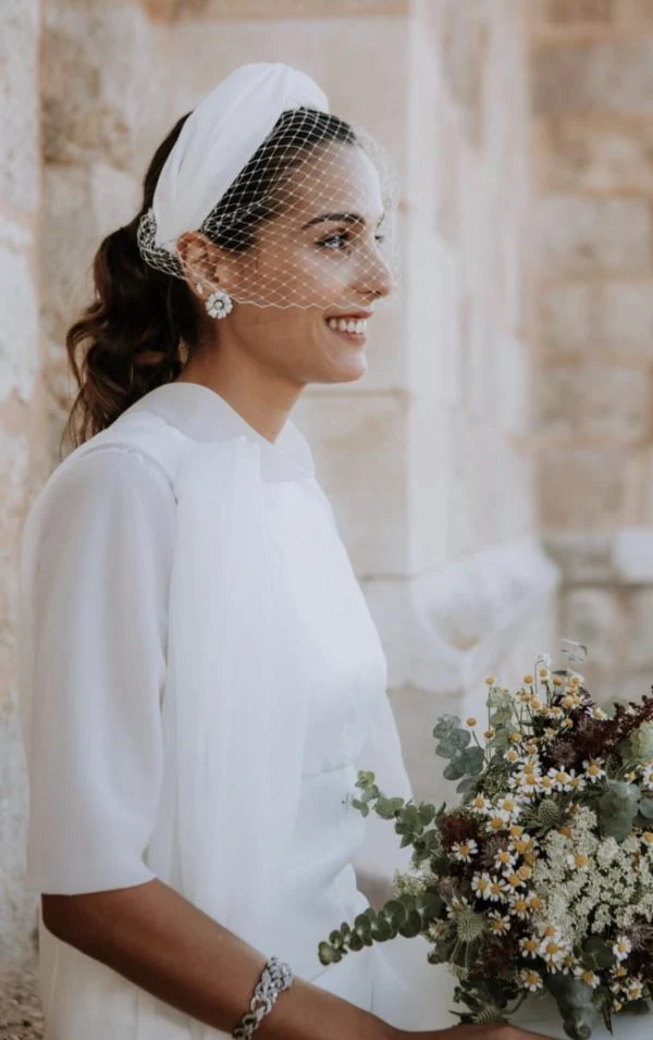 Diadema Baronesa blanca de crepe - Imagen 8
