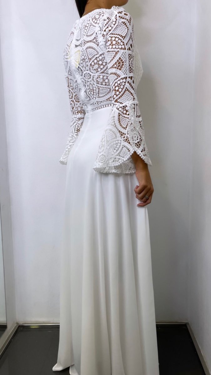 Vestido Ibiza Mangas Volante Novia - Imagen 3