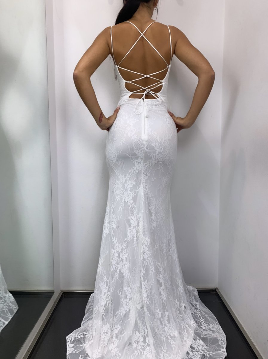 Vestido Sirena Espalda Cruzada Novia - Imagen 4