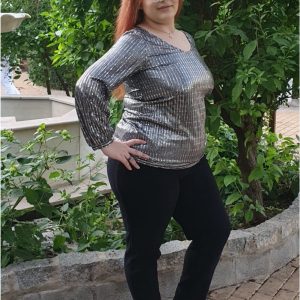 Blusa mujer talla grande plateada