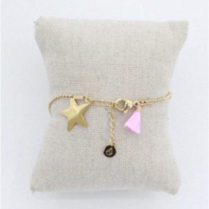 Pulsera mujer acero dorado estrella y pompón