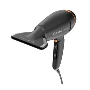GAMA Professional Bravo Secador AC Motor Long Life – Negro/Naranja Potencia profesional, secado rápido y larga duración