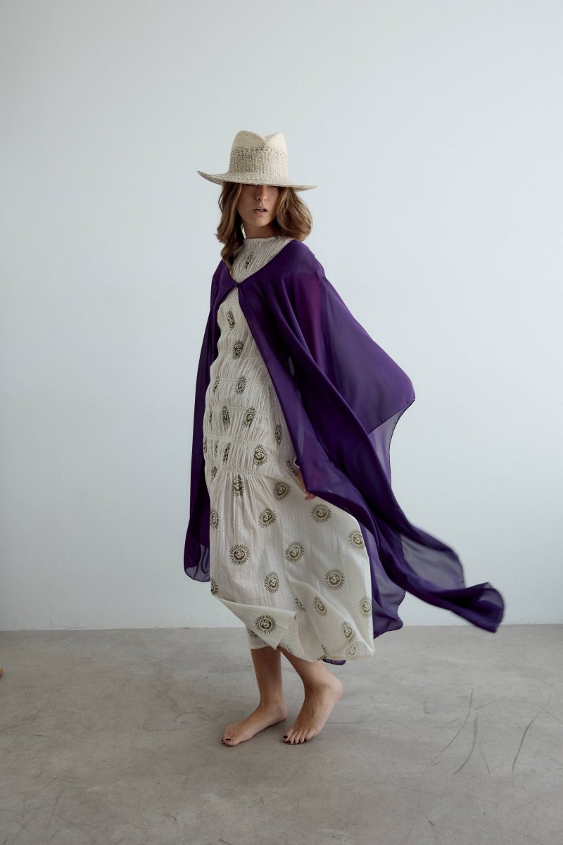 Capa de crepe larga morado - Imagen 6