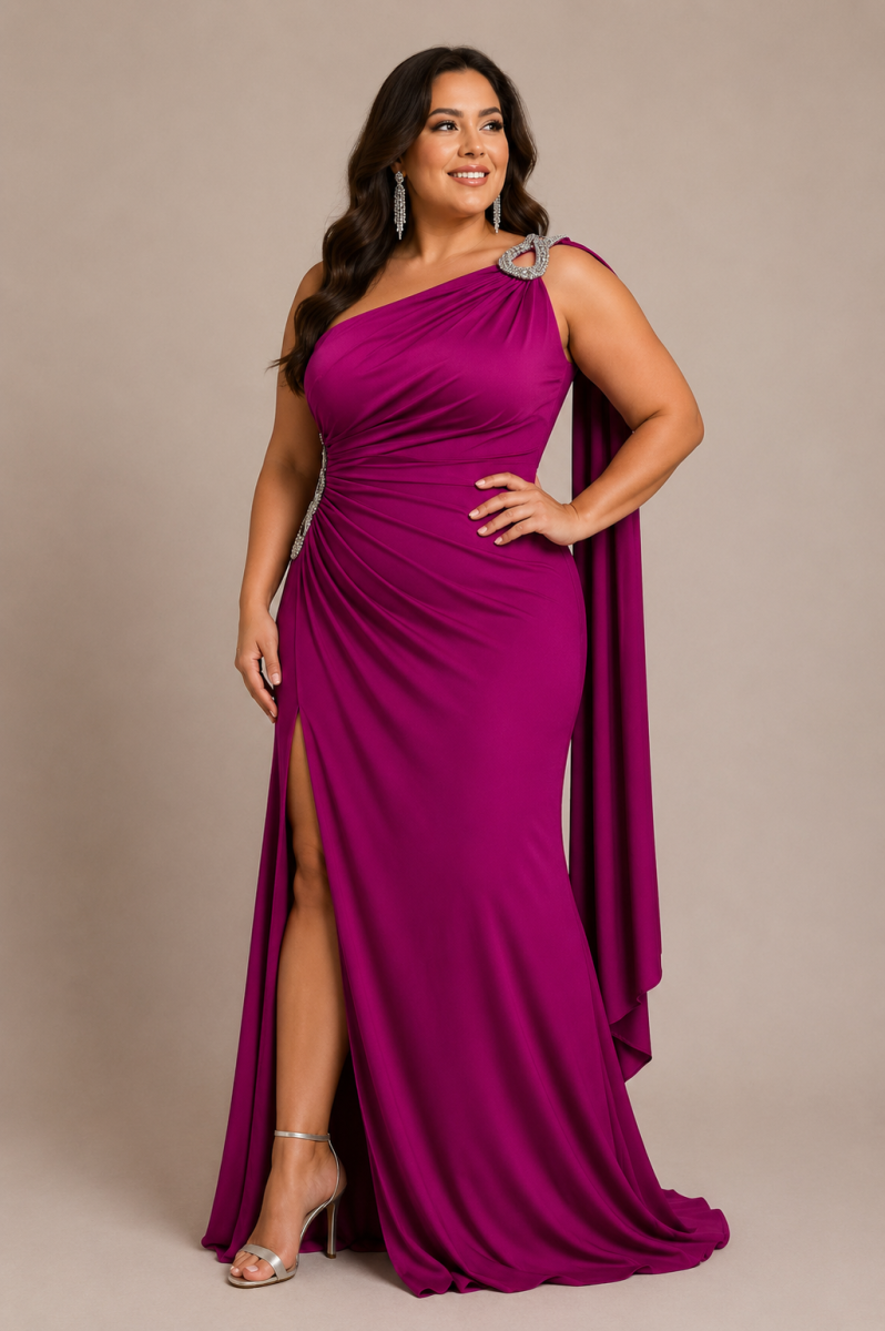 Vestido Asimétrico Sirena Seda Curvy - Imagen 4