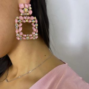 Pendientes Square Joya Rosa