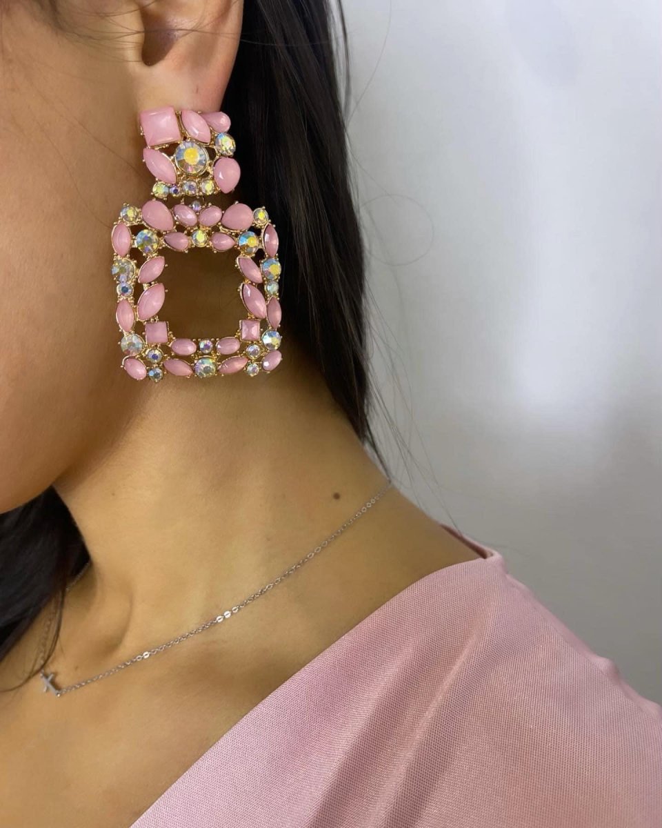 Pendientes Square Joya Rosa - Imagen 2