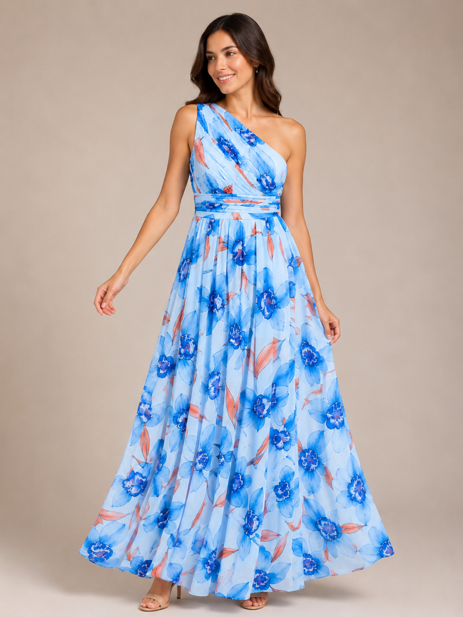 Vestido Asimétrico Gasa Floral - Imagen 3