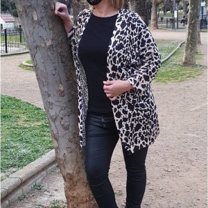 Chaqueta calada mujer animal print leopardo