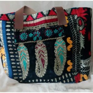 Bolso mujer cenacho boho estampado PLUMAS