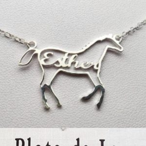 Gargantilla CABALLO con nombre de Plata de ley