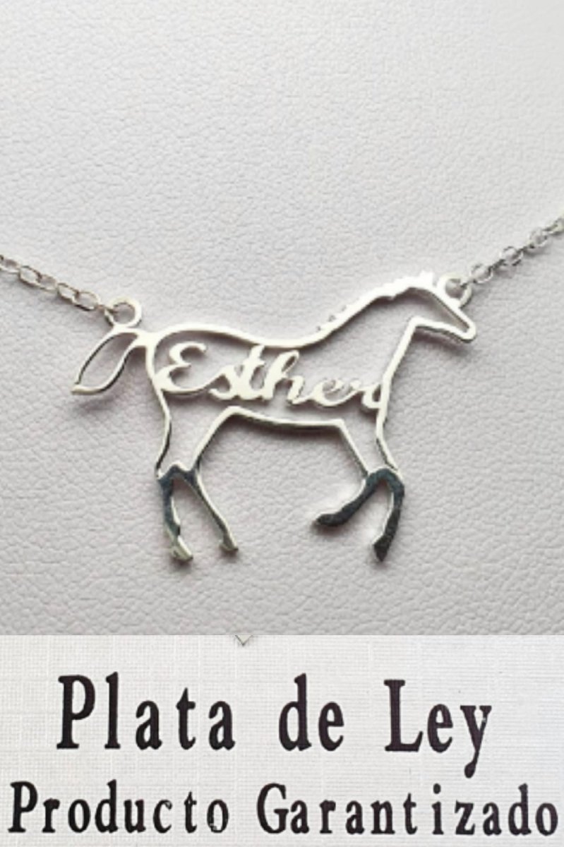 Gargantilla CABALLO con nombre de Plata de ley