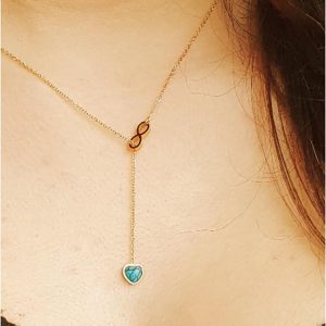 COLLAR MUJER ACERO DORADO CON CORAZON Y INFINITO