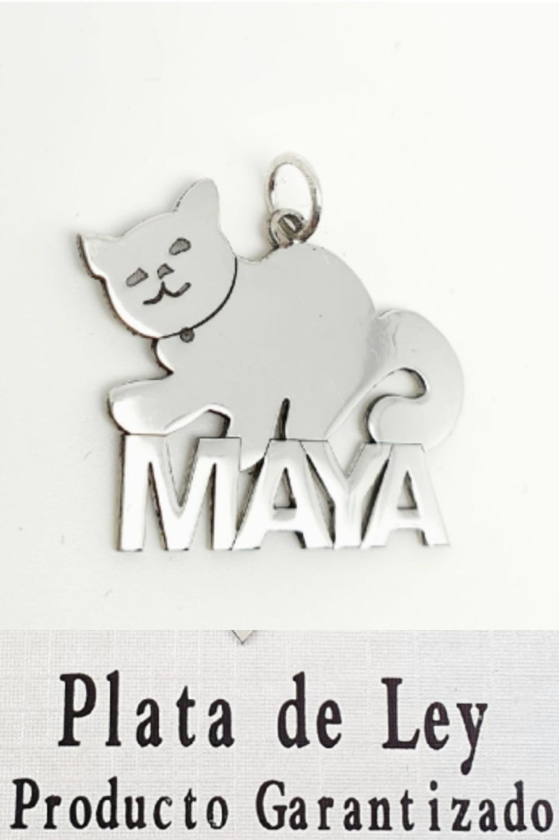 Colgante GATO con nombre personalizado de Plata de ley - Imagen 2