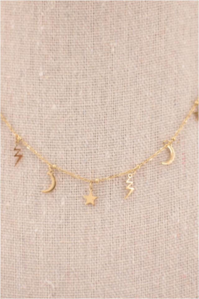 COLLAR MUJER ACERO DORADO UNIVERSO - Imagen 2