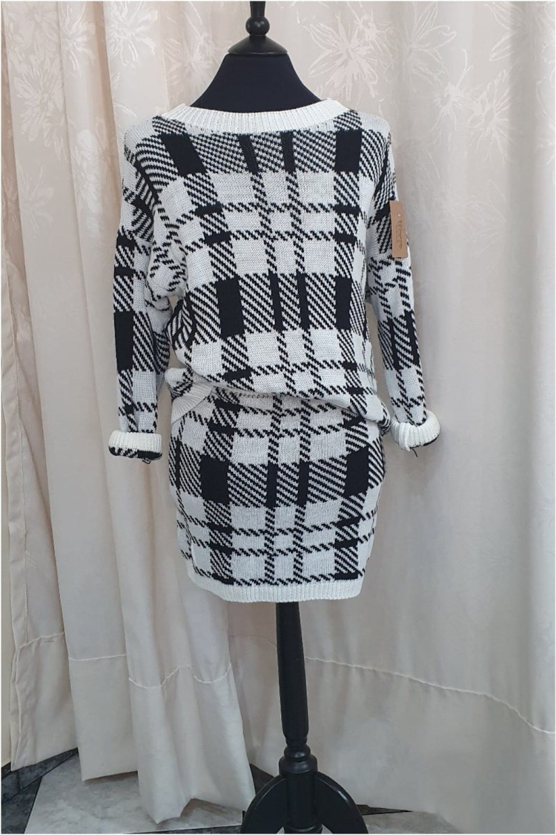 Conjunto mujer falda y jersey cuadros - Imagen 4