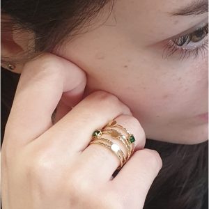 Anillo mujer acero dorado cristales colores