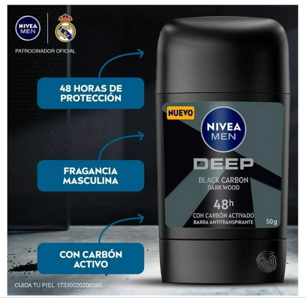 Antitranspirante NIVEA MEN deep darkwood antibacterial barra 50 g - Imagen 3