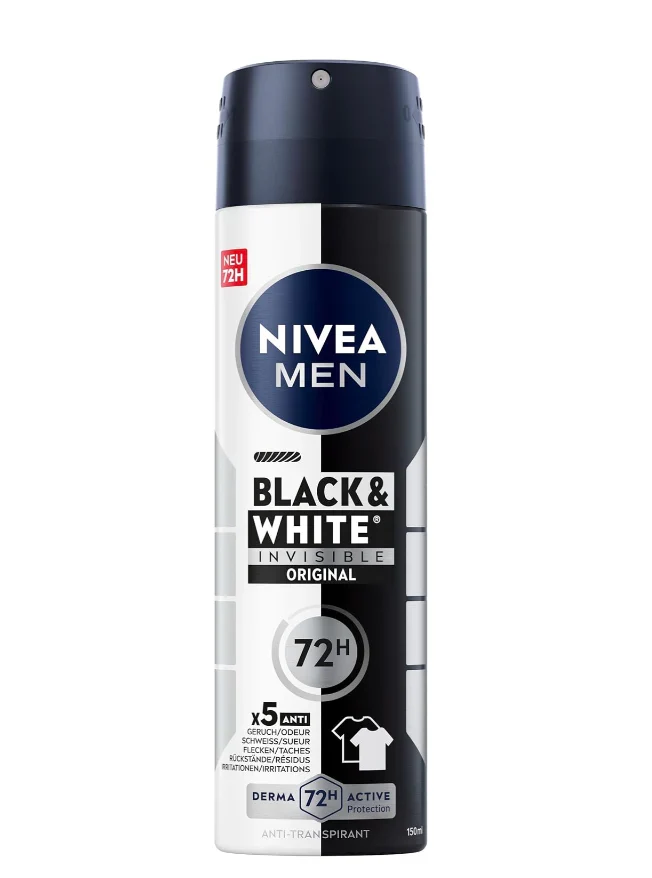 NIVEA Men Antimanchas Black & White Invisible Original 72h Spray 150 ml - Imagen 2