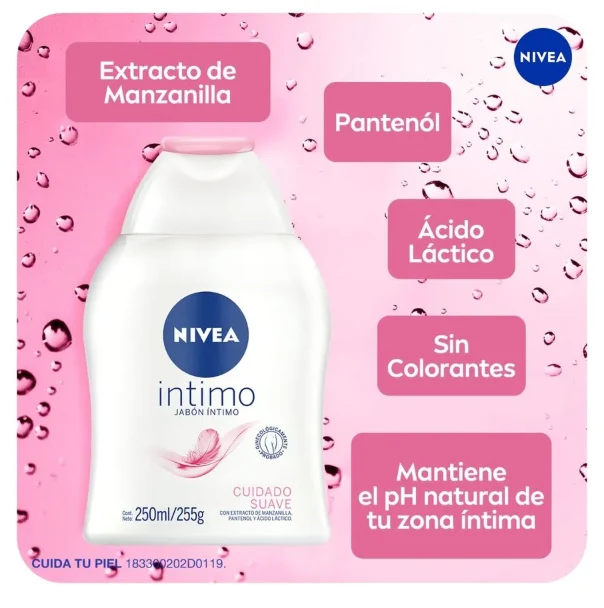 NIVEA Jabón Íntimo Cuidado Suave 250 ml - Imagen 3