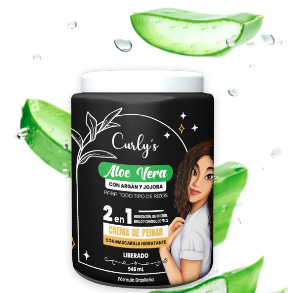 Curlys Aloe Vera con Argán y Jojoba 2 en 1 – Crema de Peinar 946 ml