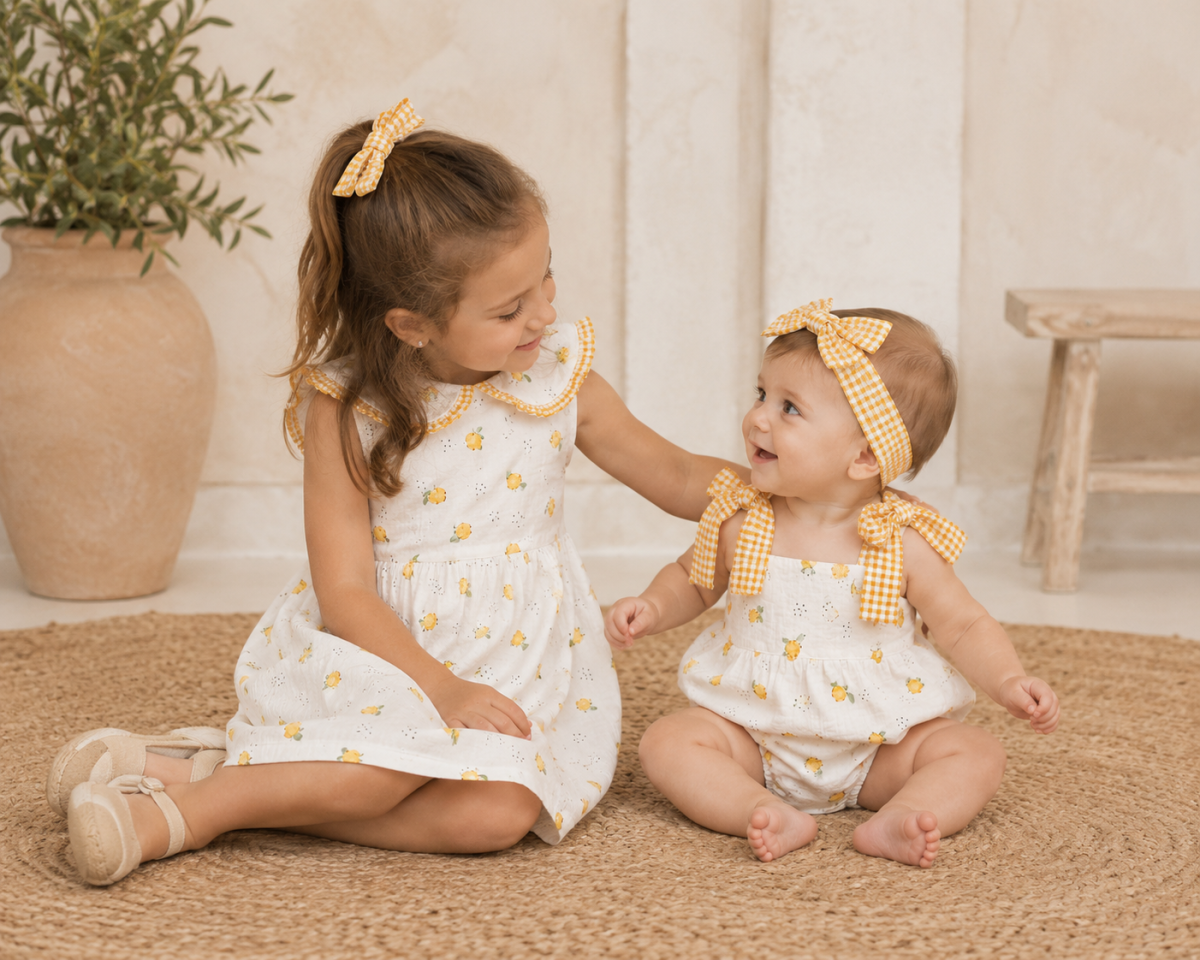 Vestido Infantil para Niña Estampado de Limones con Cuello Babero – BBZ Creaciones - Imagen 3
