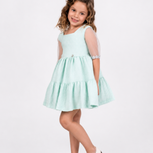 Vestido Infantil de Ceremonia en Tono Verde Agua para Niña – Nekenia